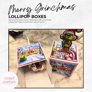 Merry Grinch-Mas Lollipop Boxes Christmas Treat, Lollipop, Christmas Lollipop Favor, Party Favors, Christmas Candy Holder, Lollipop Holder