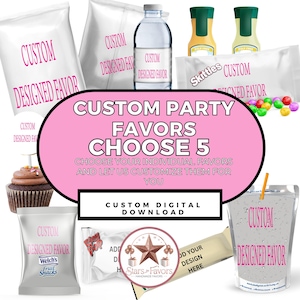 5 Choose 5 Custom Party Favors, Custom Birthday Labels, Custom Party Labels, Custom Chip bag wrappers Templates, Digital Download