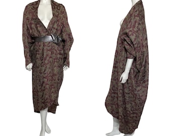1920s Style Cocoon Coat, Abstract Print Duster Cocoon