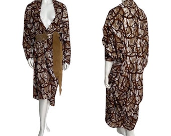 Equestrian Print Duster, 1920s Style Cocoon Coat, Kimono Robe, Cocoon Duster