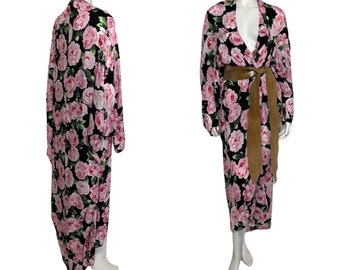 1920s Style Cocoon Coat / Boho Duster / Rose Kimono / One Size