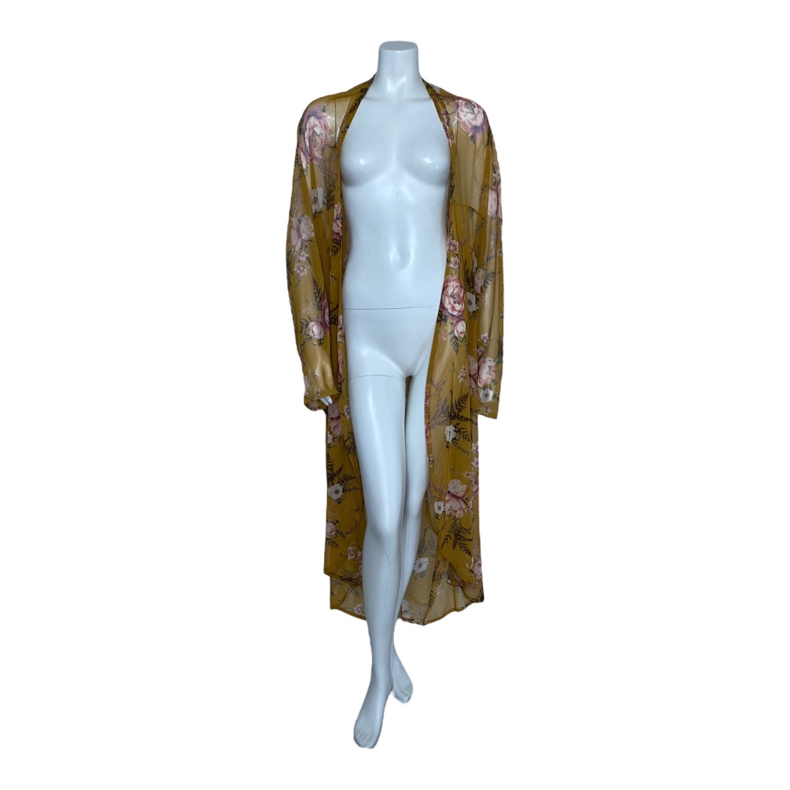 1920s Style Gold Floral Print Cocoon Coat, Kikono Robe, Duster - Etsy