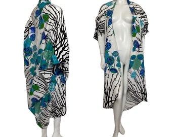 1920s Style Cocoon Coat / Floral Kimono / One Size