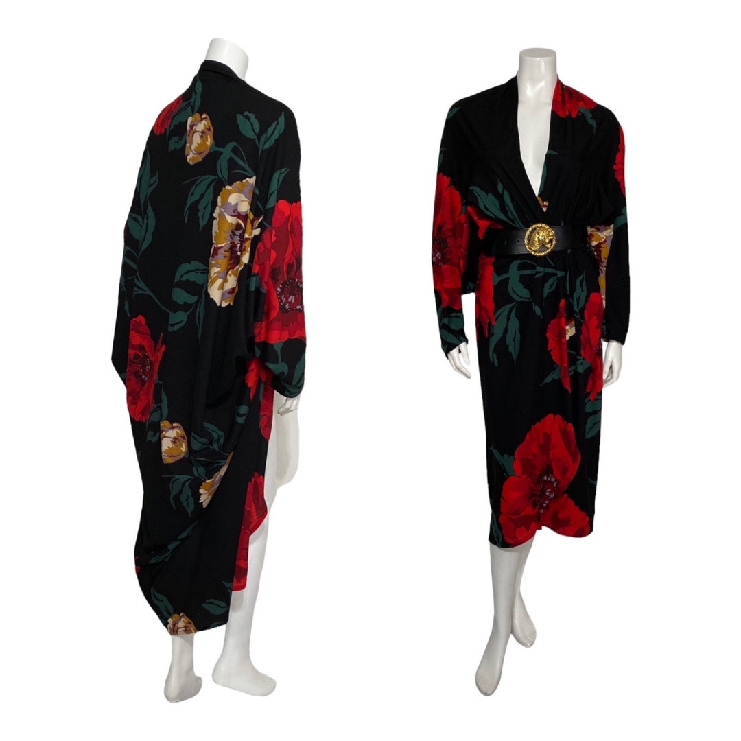 1920s Style Cocoon Coat, Kimono Robe, Floral Kimono - Etsy