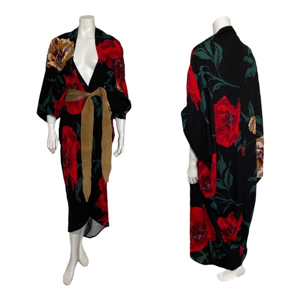 1920s Style Cocoon Coat, Kimono, Floral Cocoon Duster