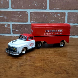 Vintage Overland Toy Truck | Classic Die-Cast Freight with Trailer, Collectible 1960s Toys, Retro Finds for Nostalgic Car Lovers