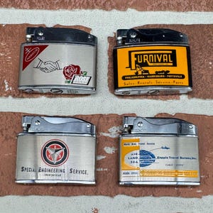 Vintage 1950s Branded Lighter, Retro Pocket Lighter, Collectible Mid Century Cigarette Lighter with Logo, Cool Gift for Smokers & Collectors