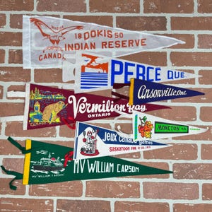Authentic Vintage Canadian City Pennants | Small Town Canadiana, East Coast Canada, Unique Wall Decor for Collectors, Vintage Aesthetic Fans