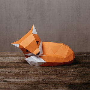 Fox Papercraft, Paper Sculpture with Instructions