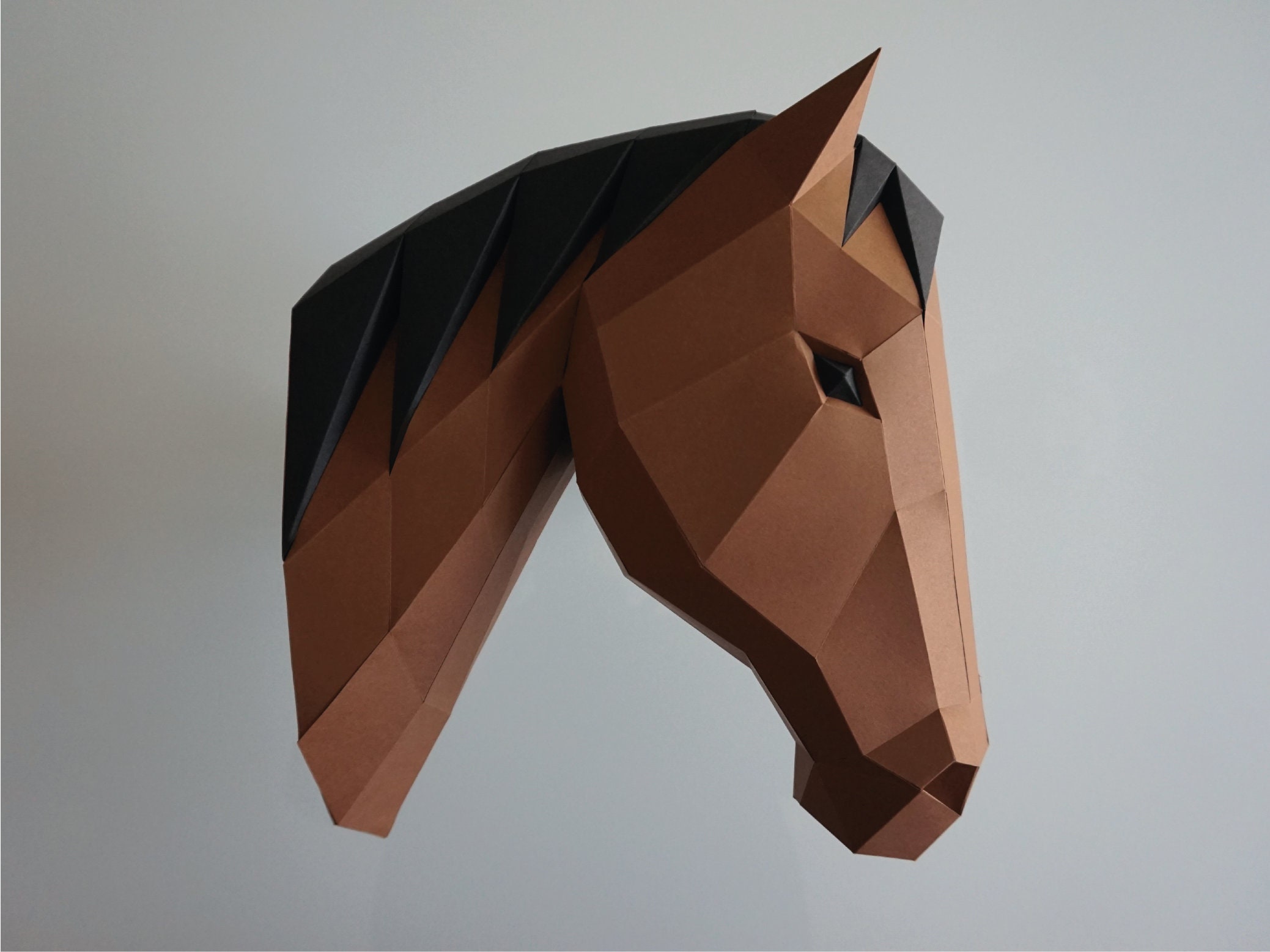 Horse Head, DIY Horse Papercraft, Wall Art, Origami Horse, Low Poly