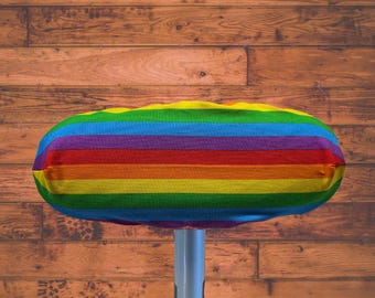 Rainbow Pride Cotton Curling Broom covers ~ w personalization & curling stones ~ Made in Canada ~  Free Shipping