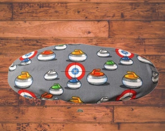 Grey Gray Cotton Curling Broom cover ~ plain or with personalization & curling stones ~ Made in Canada  ~ Free Shipping Curler gift
