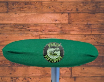 Cotton Curling Broom covers ~ Sheet Disturber on buffalo plaid or other ~ Made in Canada ~ Curling Club ~ Free Ship - Gift