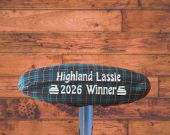 Tartan Curling Broom Cover Made in Canada Patriotic -  Free Shipping - Curler Gift Purple or Green