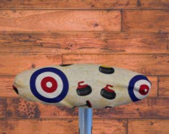 Beige Cotton Curling Broom covers curler gift ~ plain or w personalization & curling stones ~ 100% Made in Canada Free Shipping