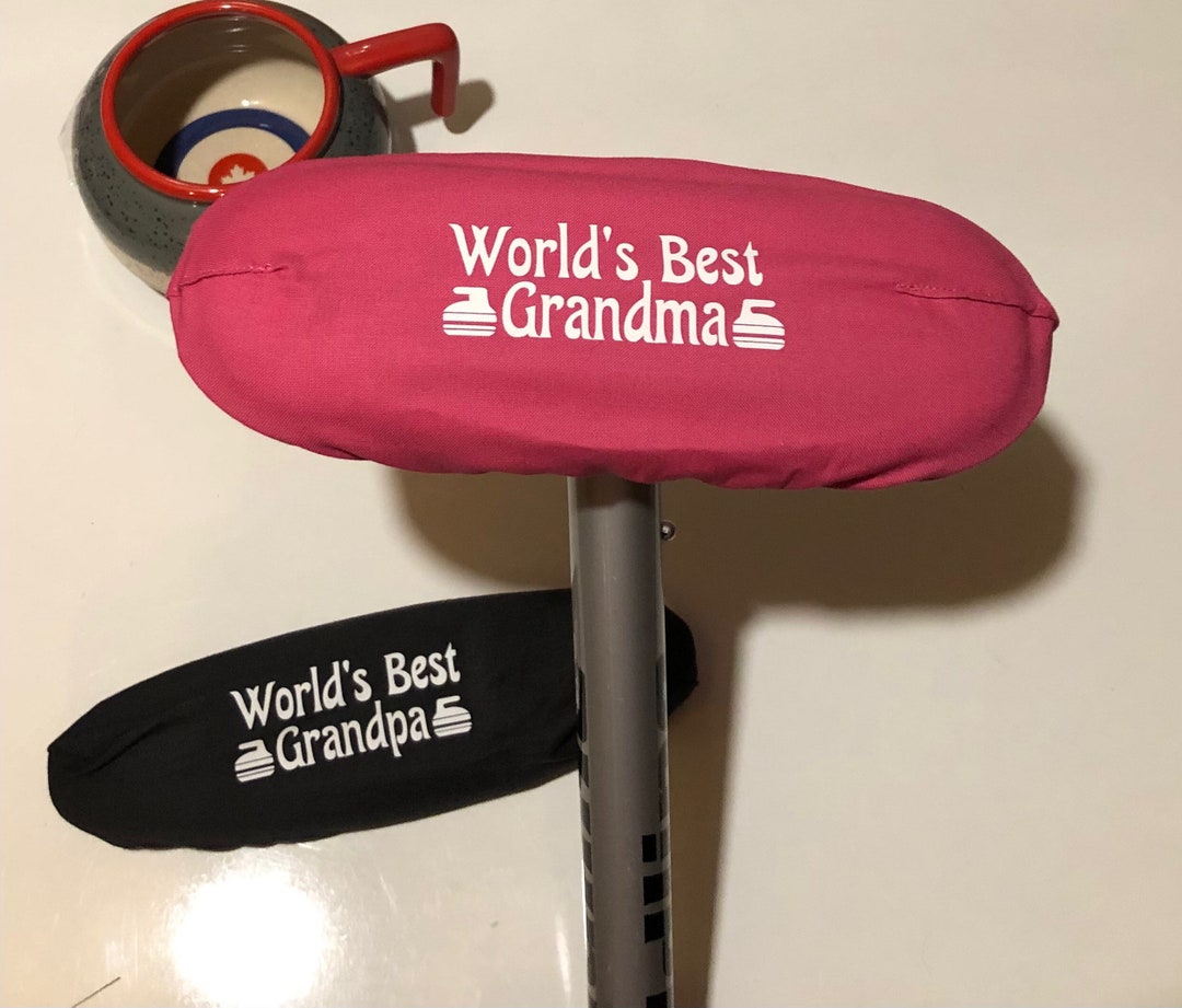 Cotton Curling Broom Covers Worlds Best Grandpa Grandma or