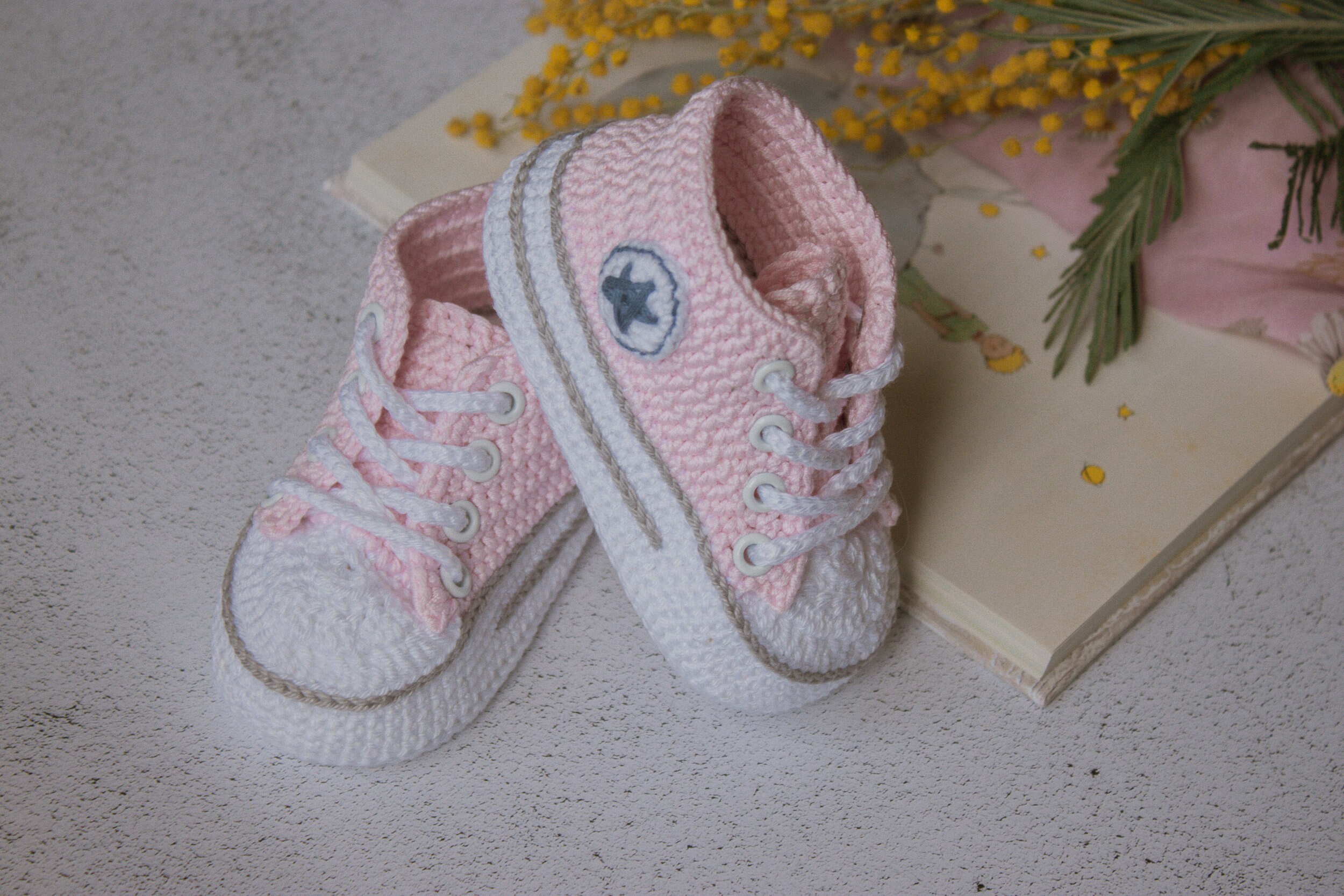 Crochet converse baby booties for girl 69 months newborn Etsy