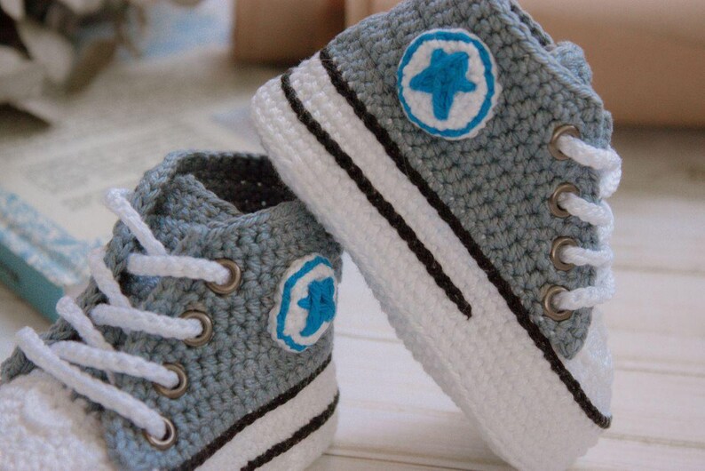 Crochet converse baby booties for kids 69 months baby