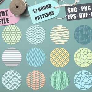 Round Pattern SVG, Set of 12 Circle Cut Files For Keychain, Key Fob, DIY Projects Cricut, Silhouette Files, Digital Download