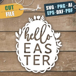 Joyeuses Pâques SVG, Floral Easter Hello Easter Egg Design, Pâques Shirt SVG, Téléchargement instantané Eps, Png Cut File