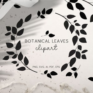 Borde botánico SVG, imágenes prediseñadas de marcos de boda, bellas artes vectoriales florales simples dibujadas a mano, arte de rama de hojas, logotipo de monograma de cresta de boda