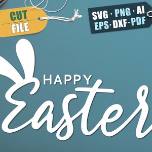 Joyeuses Pâques SVG, Bunny Ears SVG, Pâques Shirt SVG, Téléchargement instantané Eps, Png Cut File