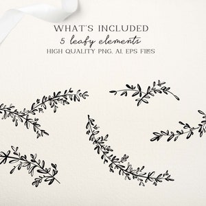 Botanical Elements Clipart Set, Elegant Wedding Border Line Art, Leafy ...