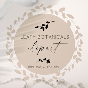 Botanische Linie Kunst Clipart, Hochzeit Briefpapier Blumenrahmen, Handgezeichnete Blätter, Hochzeit Monogramm Logo Wappen Illustration, Botanische PNG Kunst