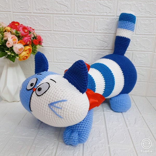 Handgemachtes zweifarbiges Katzengesicht Häkeln Plüschtier - Entzückendes Amigurumi Kawaii Design, Amigurumi zweifarbiges Katzengesicht, gehäkelte Katze zweifarbiges Katzengesicht