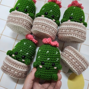 Modello di cactus all'uncinetto in vaso - Peluche succulento amigurumi, decorazione fai da te per piante carine, modello all'uncinetto in PDF, idea regalo facile per principianti