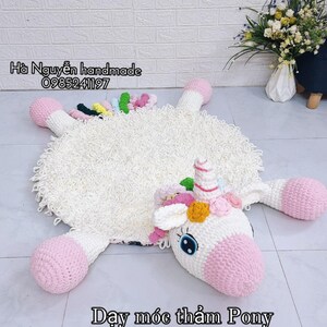 Einhorn Pony Teppich Häkelanleitung – Flauschiger Loop Stitch Mat PDF – Großer Kawaii Einhorn Teppich DIY Amigurumi Bodendeko