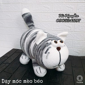 Handmade Crochet Fat Cat Plush Toy - Adorable Amigurumi Kawaii Chubby Cat , Amigurumi Fat Cat, Crochet Fat Cat, Pattern Fat Cat
