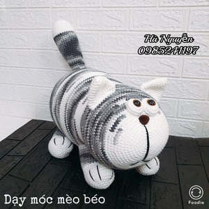 Handgemachte Häkelarbeit Fat Cat Plüschtier - Entzückende Amigurumi Kawaii Chubby Katze, Amigurumi Fat Cat, gehäkelte Fat Cat, Muster Fat Cat