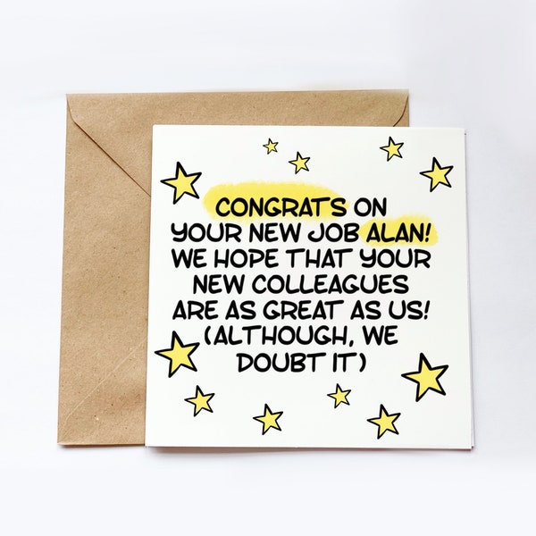 Personalised Congrats On Your New Job, - Funny Leaving Work Card, For Colleague, Coworker, Promotion, Congrats Card