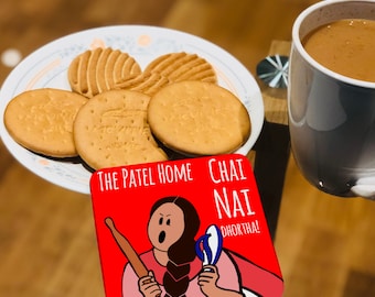 Personalised Coaster - Gujurati &quot;Chai nai dhortha!&quot; coaster
