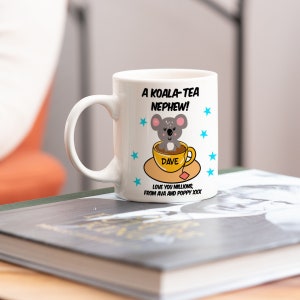 Personalised Koala-Tea Mug, nephew, nephew gift, gift for nephew, nephew birthday gift, gift for nephew, nephews, nephew birthday gift