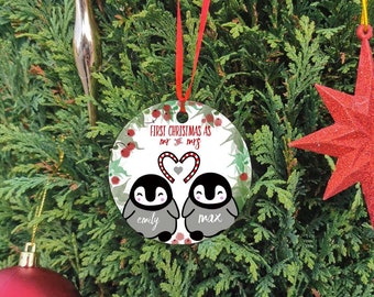 Personalised Couple Penguin Bauble