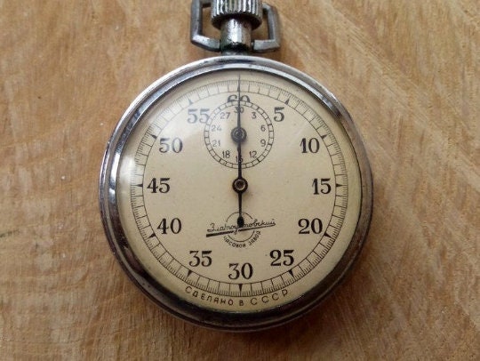 Agat Mechanical Stopwatch Chronometer, Working Soviet  1980s Metal Stopwatch Chronometer, Vintage Military Collectible Stopwatch