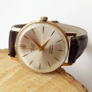 Vintage men&#39;s gilded watch &quot;Poljot de luxe&quot;made in USSR, Retro watch, Wrist watch, Mechanical watch, Working watch, Old watch