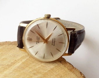 Vintage men&#39;s gilded watch &quot;Poljot de luxe&quot;made in USSR, Retro watch, Wrist watch, Mechanical watch, Working watch, Old watch