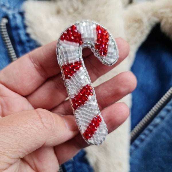 Broche bonbon de Noël, décorations de Noël, cadeau de Noël bijoux en perles