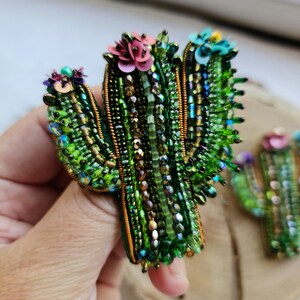 Cactusspeldkralenkunst, groene plant borduurwerk zomersieraden