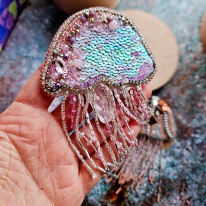 sea brooches Jellyfishes Handmade beaded brooch