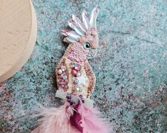 Parrot Brooch, Tropical Bird Pin