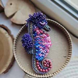 Purple Seahorse Brooch Animal Jewelry Unique Gifts for Her Nature Lover Gift Unique Lapel Pin Brooch Jewelry Gift for Her image 7