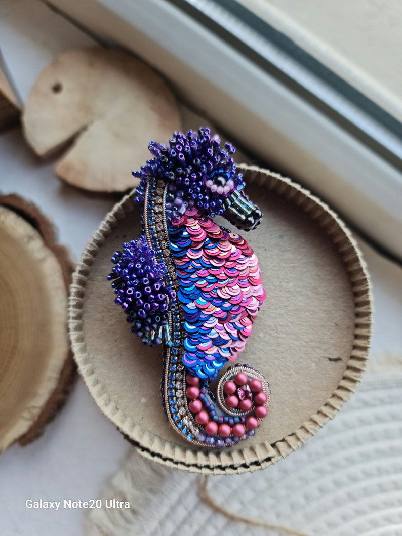 Purple Seahorse Brooch Animal Jewelry Unique Gifts for Her Nature Lover Gift Unique Lapel Pin Brooch Jewelry Gift for Her image 7