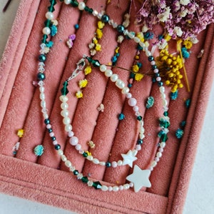 Necklace with Mother Pearl Star and Braslet set of jewelry