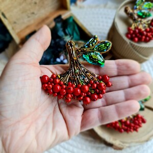 Viburnum Beaded Brooch Guelder Rose Jewelry Handmade in Ukraine image 4