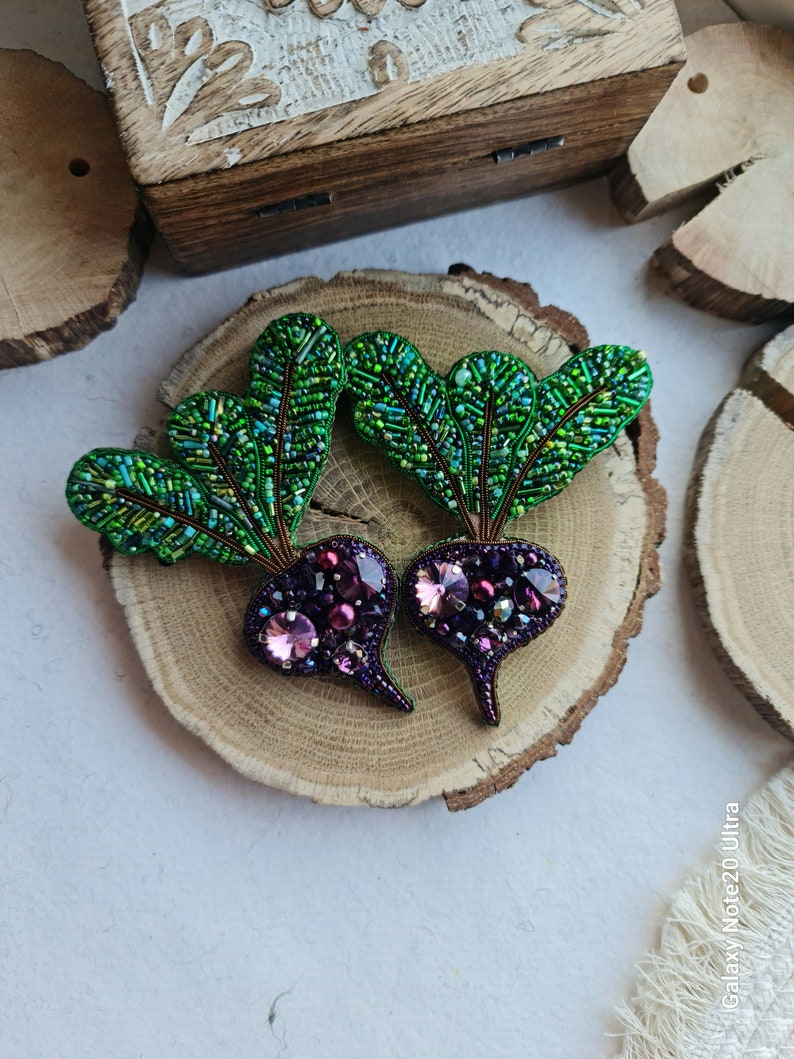 Purple Beet Vegetable Handmade Brooch Original Nature Lover Gift Unique Lapel Pin Gift for Her Best Friend Christmas Gift image 5