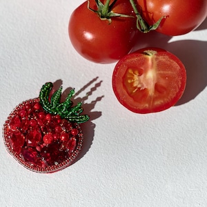 Cute Vegetable Brooch - Perfect for Plant Parents, Large Tomato Beaded Brooch - Vegetable Jewelry for Plant Enthusiasts